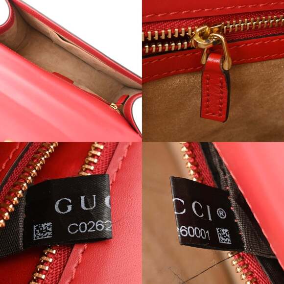 GUCCI Sylvie Red 421882 Women's Leather Canvas Shoulder Bag, AB Rank, Used, G... - Picture 10 of 11